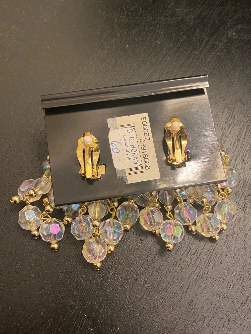 Vintage Iridescent Bead Cluster Waterfall Clip-On Earrings - Picture 3 of 8